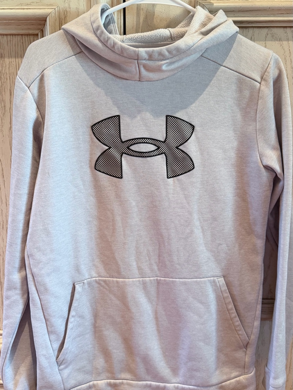 Under Armour Youth Light Gray Crewneck Hoodie with Black Logo